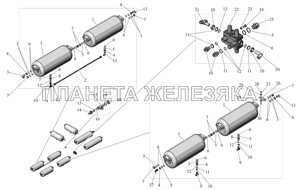 Блок ресиверов и защитные устройства МАЗ-152 (2011)